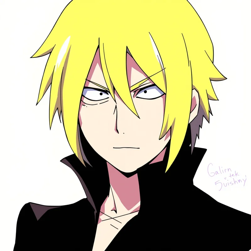 sharp line anime portrait with crescent shapes for aesthetic profile icon