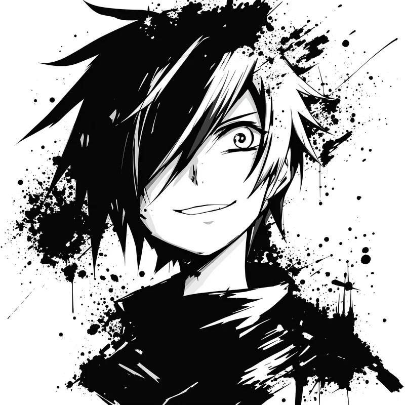 high contrast anime avatar with bold linework for gothic PFP design