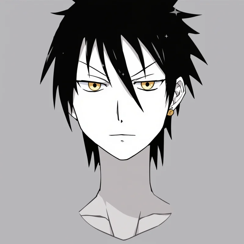 gothic anime avatar image with black white contrast for digital profile identity