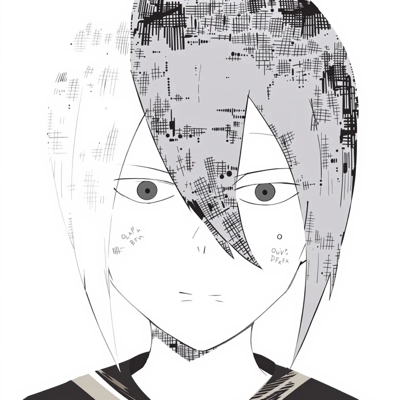 sharp line anime portrait with black white contrast for online avatar styling