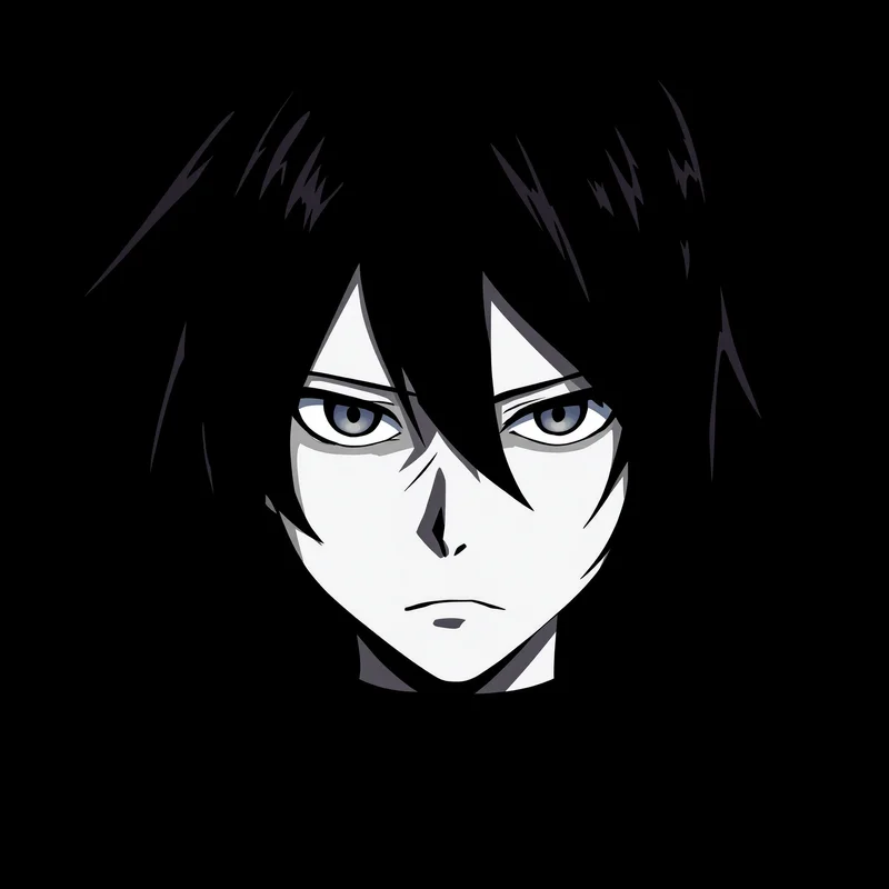 sharp line anime portrait with high contrast lighting for anime profile display