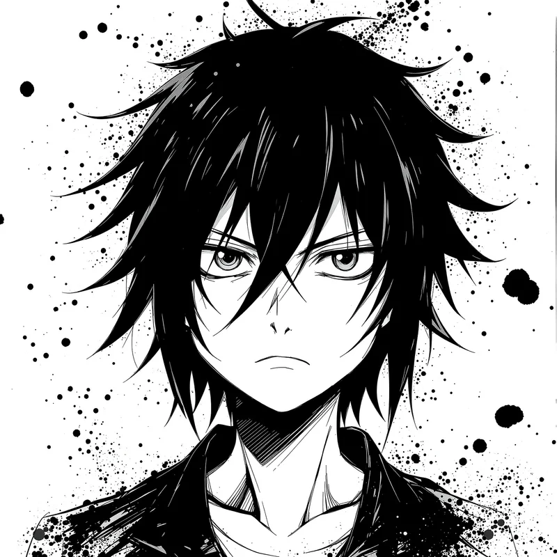 gothic anime avatar image with crescent shapes for social media avatar