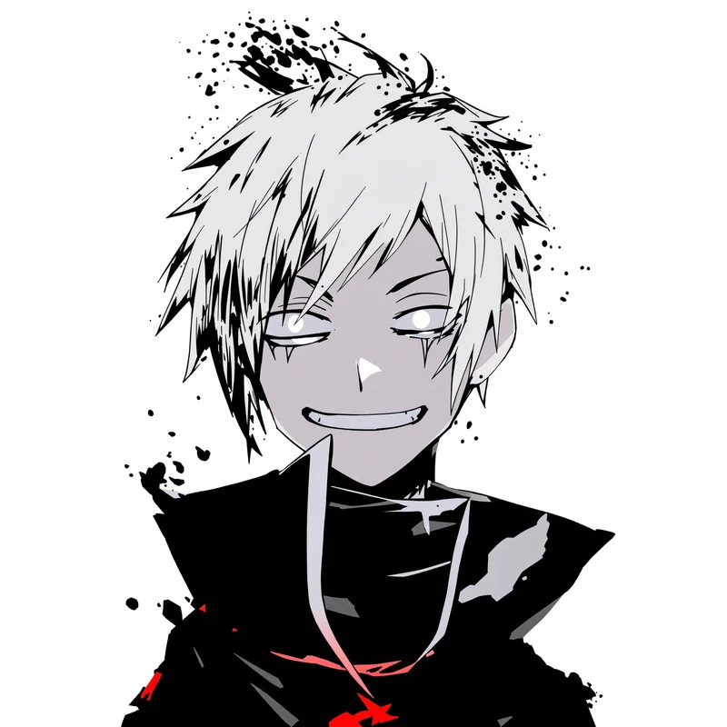 bold anime profile icon with black white contrast for online avatar styling