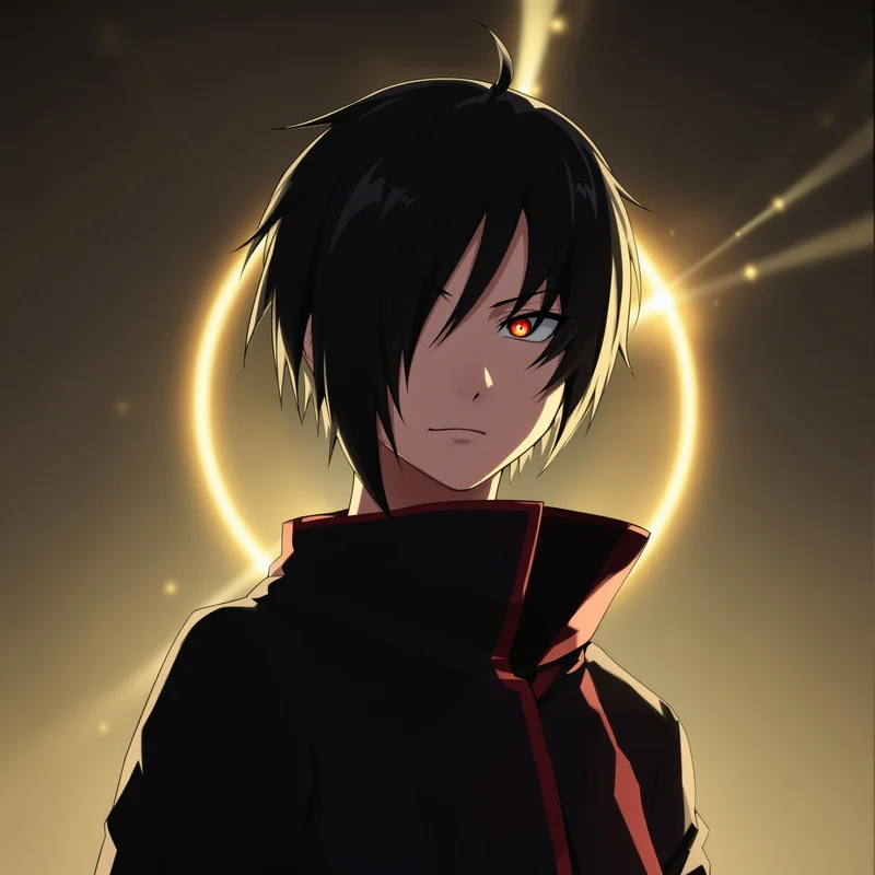 high contrast anime avatar with skull motif accents for digital profile identity