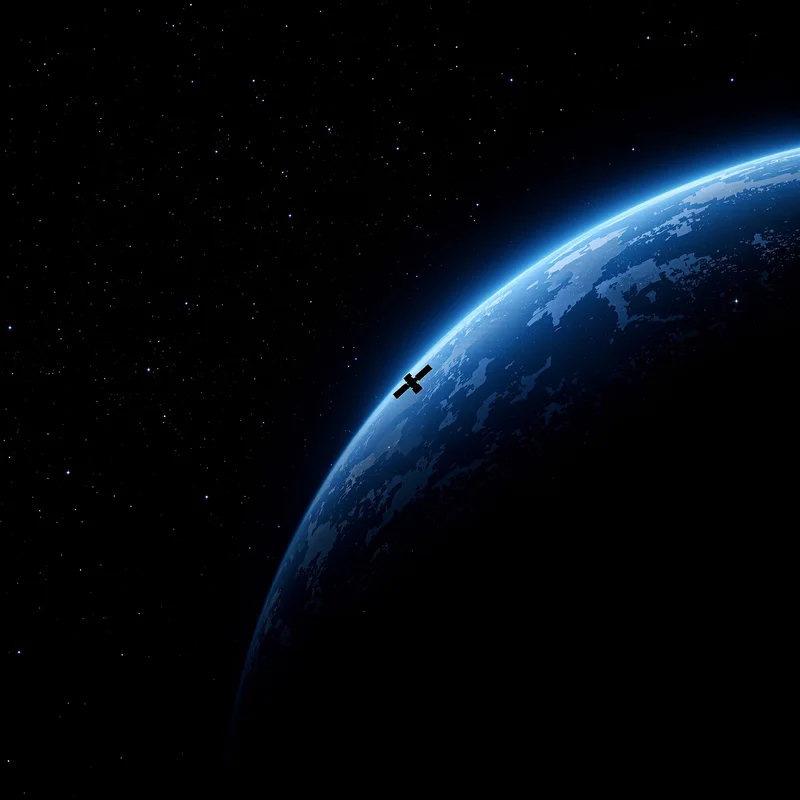 Satellite Silhouette Orbit Space Background