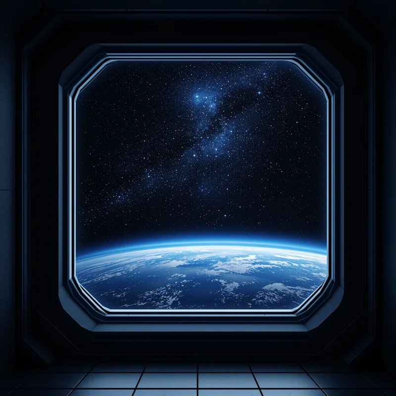 Space Station Window View Space Background
