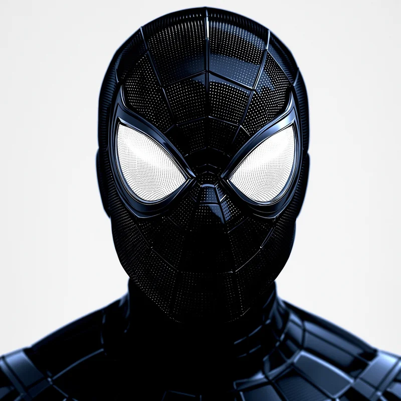 black suit spider man pfp with dark heroic aura