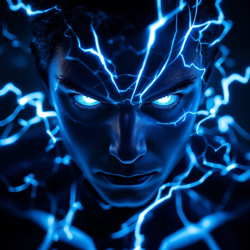 blue lightning spider man pfp with electric aura