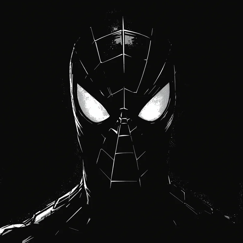 comic noir spider man pfp with dramatic shadows