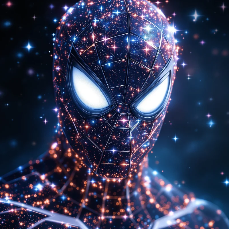 cosmic spider man pfp with galaxy aura