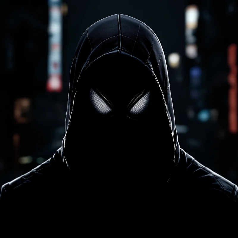 masked shadow spider man pfp with dark cinematic aura