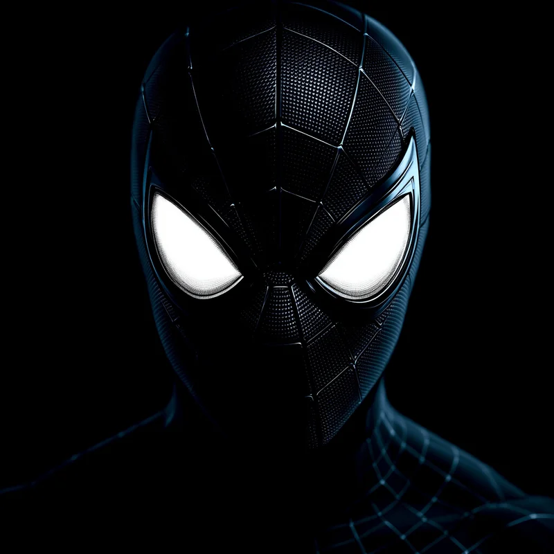 white eye glow spider man pfp with clean silhouette