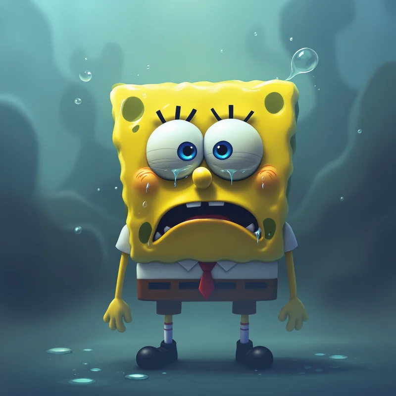 crying spongebob pfp with emotional meme sadness