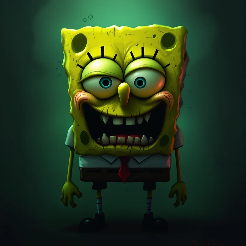cursed spongebob pfp with internet horror humor