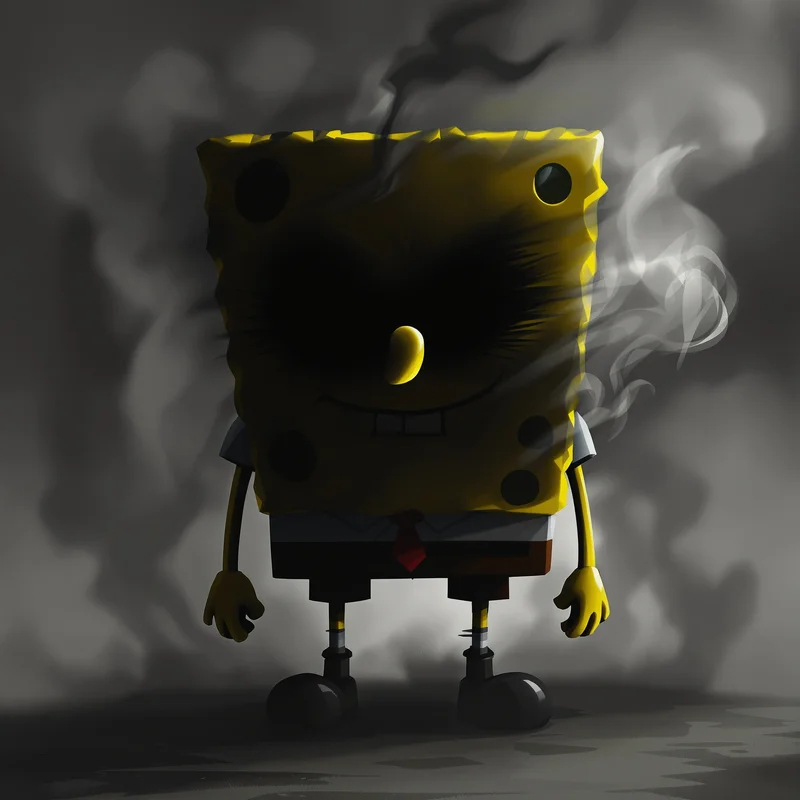dark spongebob pfp with cursed internet atmosphere