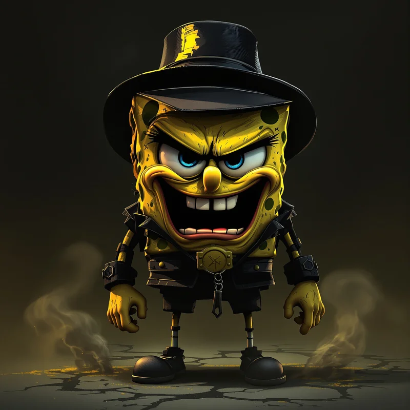 gangster spongebob pfp with ironic meme swagger