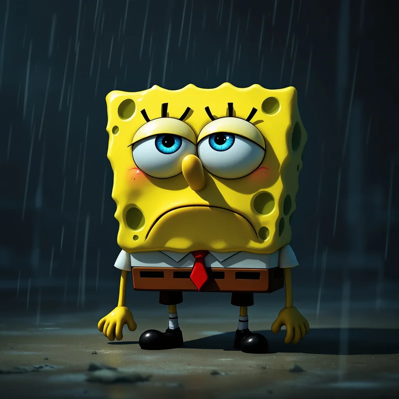 sleep deprived spongebob pfp with exhausted meme energy