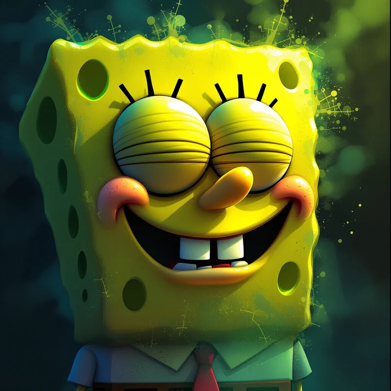 surreal spongebob pfp with dreamlike meme distortions