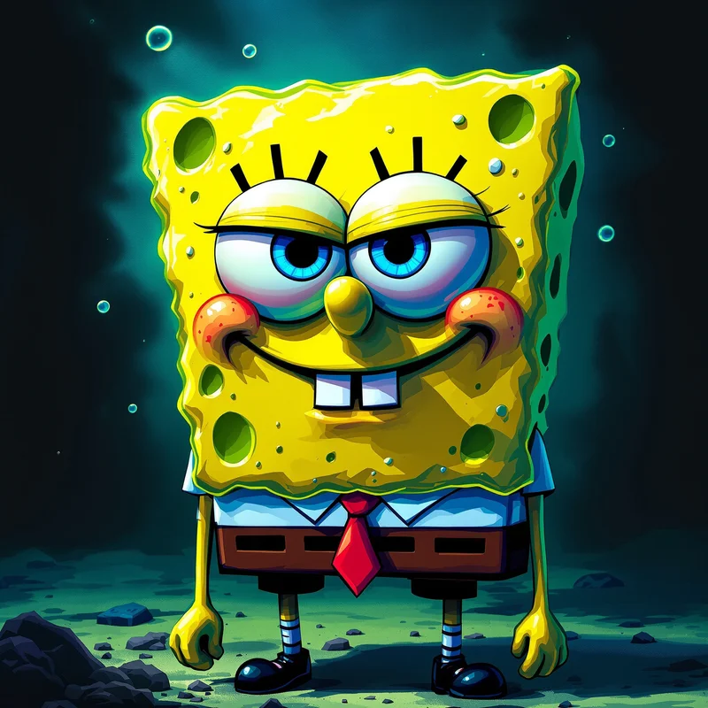 weirdcore spongebob pfp with surreal internet aesthetics