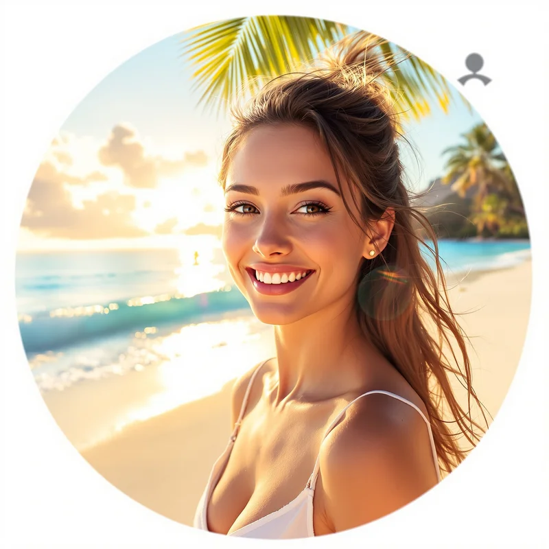 Summer avatar profile image with joyful expression