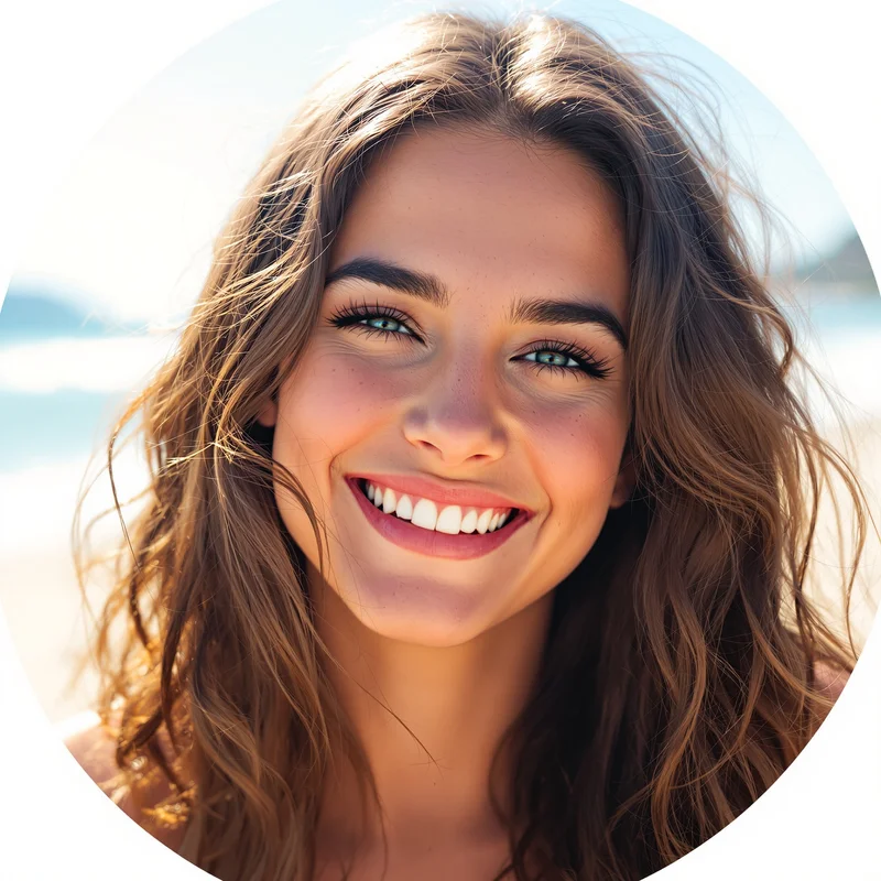 Summer avatar profile image with joyful expression