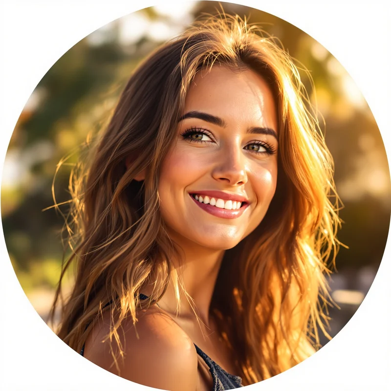 Summer avatar profile image with joyful expression