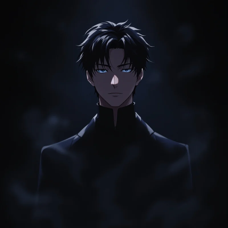 centered Jin-Woo PFP portrait with dark gradient background for digital profile identity