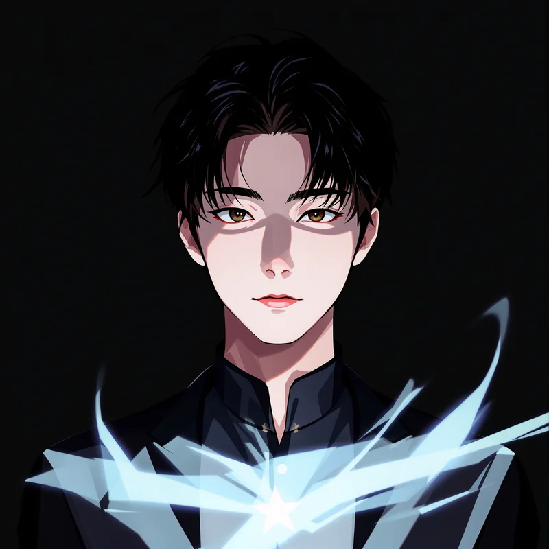 shadow aura anime portrait with glowing eyes effect for strong avatar use