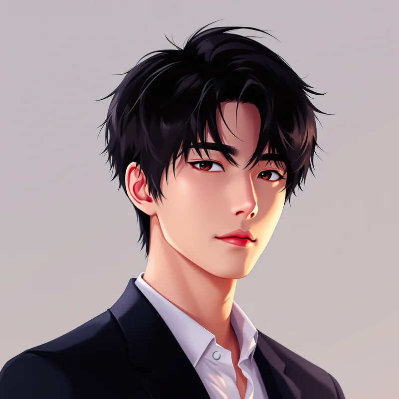 intense Jin-Woo portrait with dark gradient background for digital profile identity