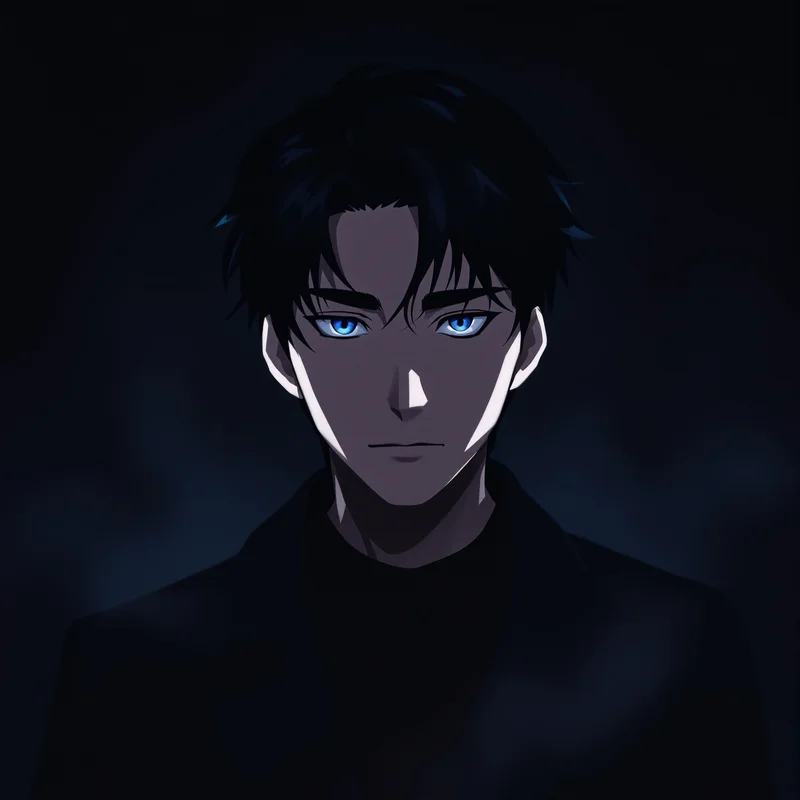 dominant Jin-Woo profile avatar with dark gradient background for social media avatar