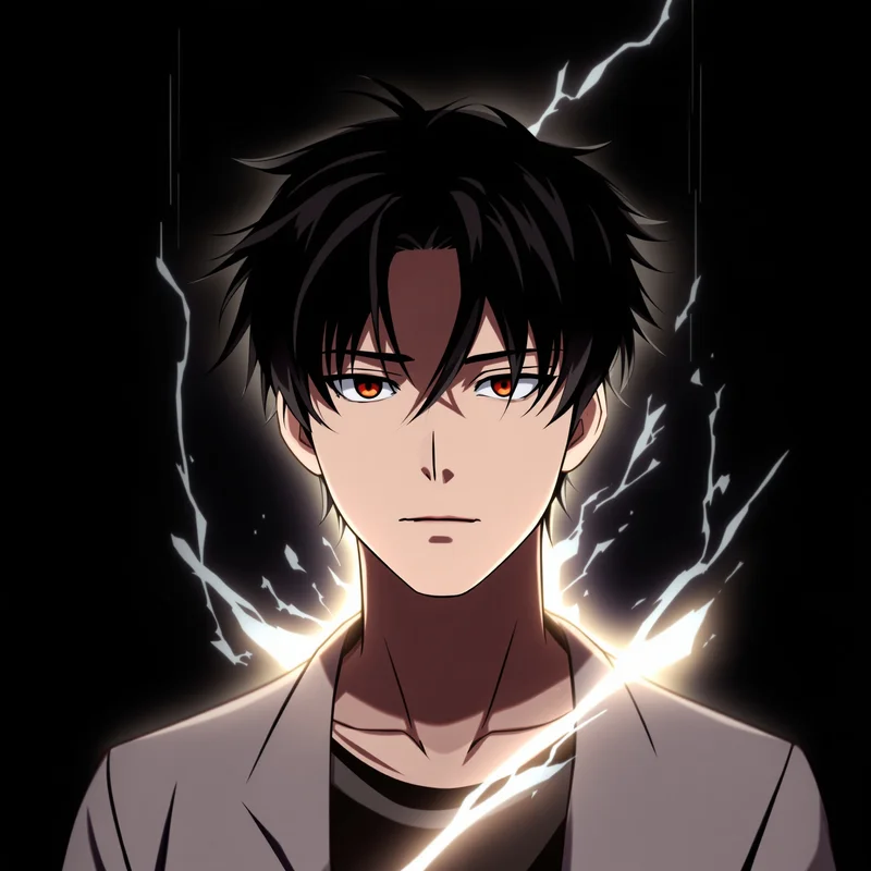 intense Jin-Woo portrait with deep contrast lighting for avatar display