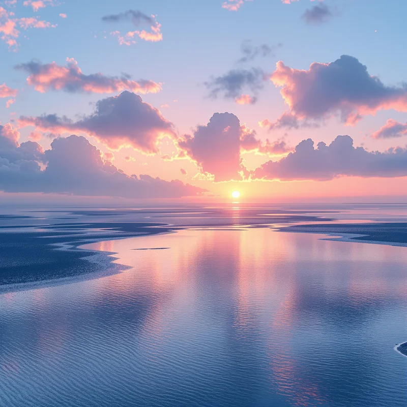 Dreamy soft blue sunrise background