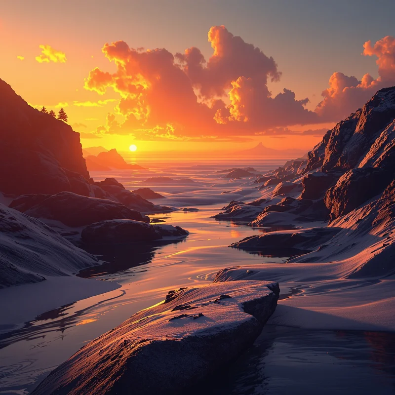 Eternal warm sunset background