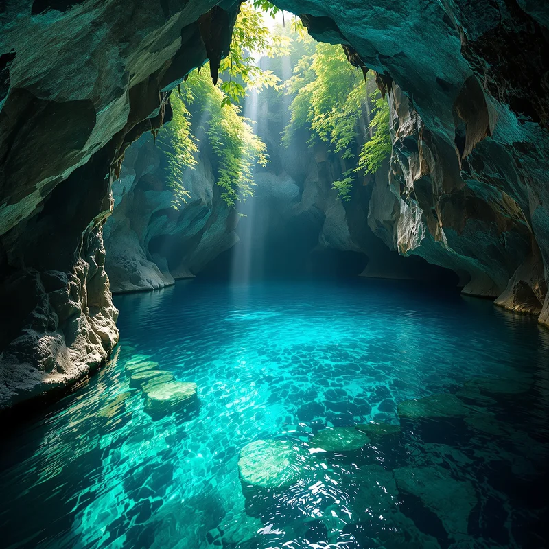 Teal Cenote Depth Teal Background