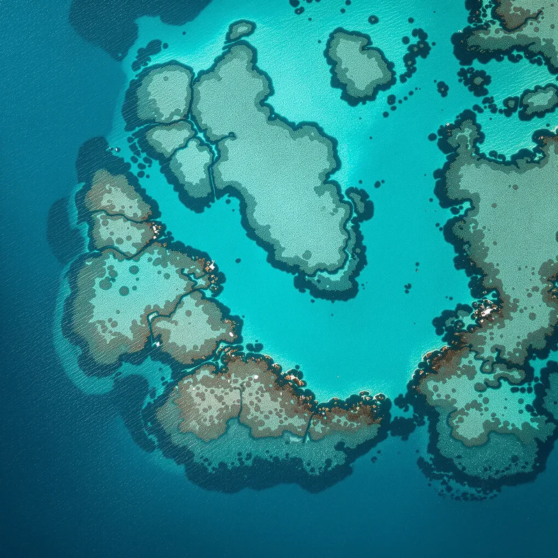Teal Reef Aerial Teal Background