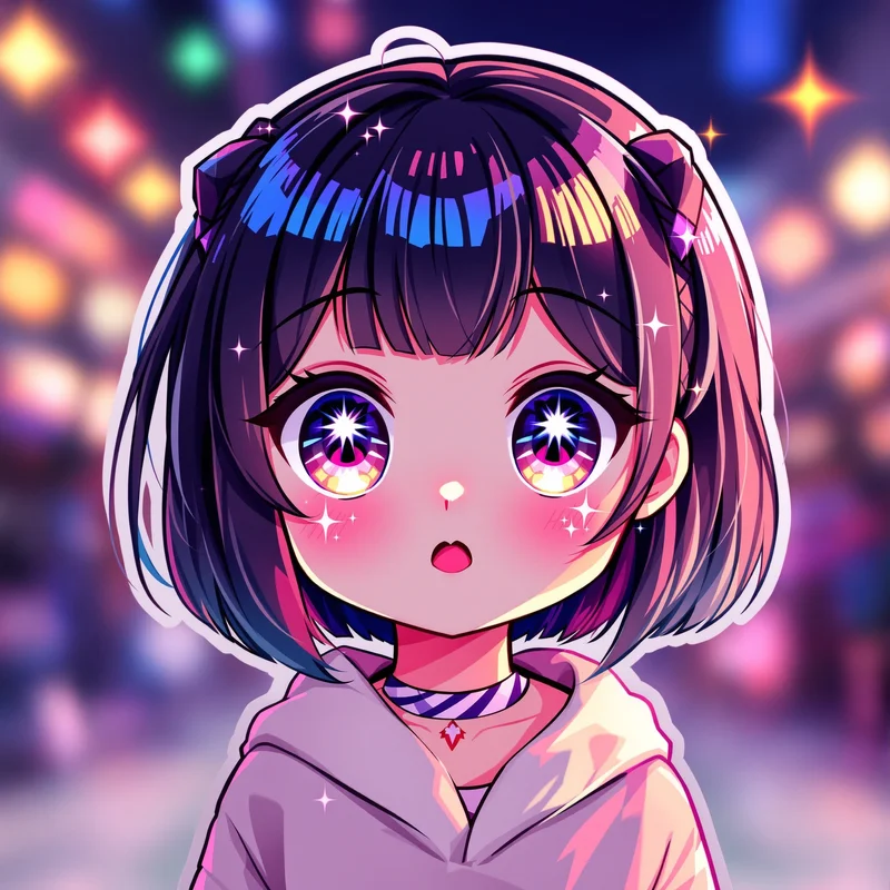cute chibi tiktok pfp with colorful playful aesthetic