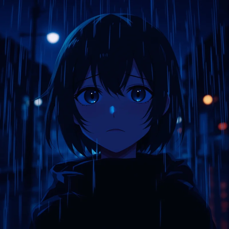 sad tiktok anime pfp with emotional eyes and lonely mood