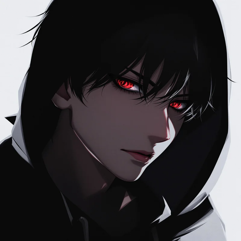 sigma tiktok anime boy pfp with dark emotional aura