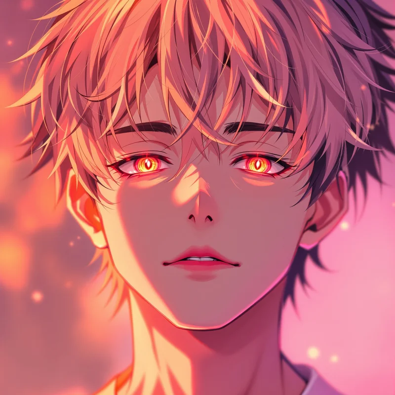 soft boy tiktok anime pfp with warm aesthetic lighting
