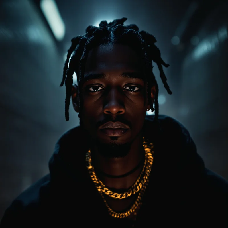 exhausted travis scott pfp with cinematic emotional numbness