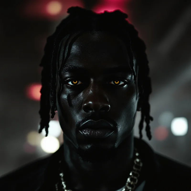 grainy travis scott pfp with cinematic film texture