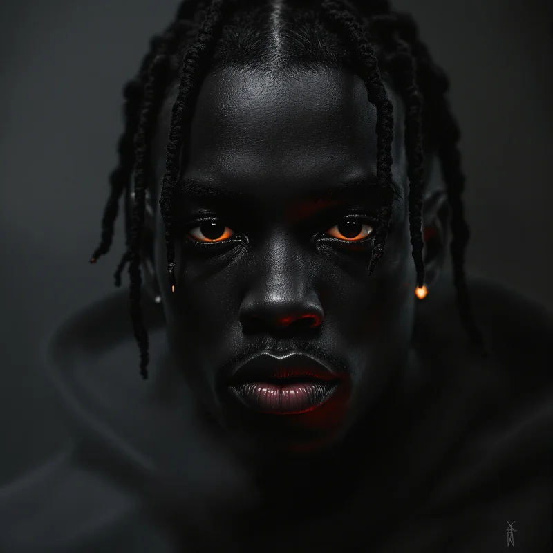 minimal utopia travis scott pfp with dystopian silhouette
