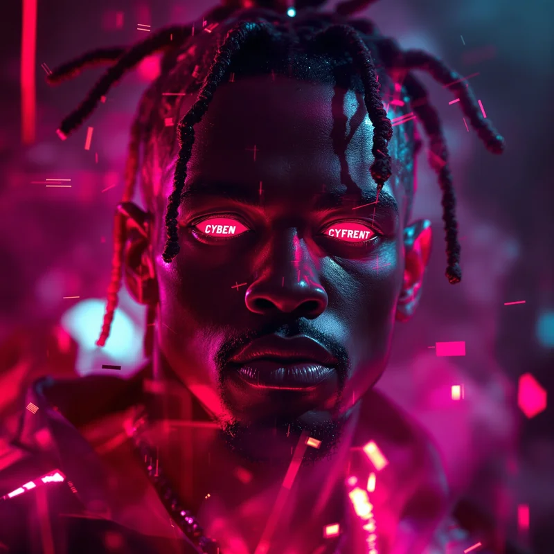 neon rage travis scott pfp with cyber crimson glow