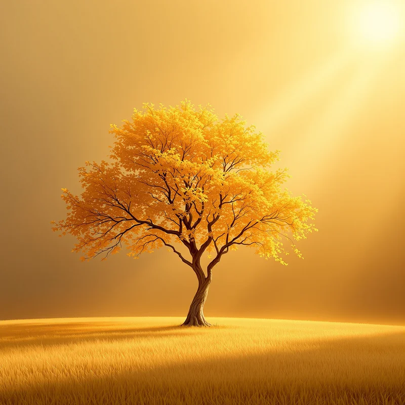 Golden distant tree background
