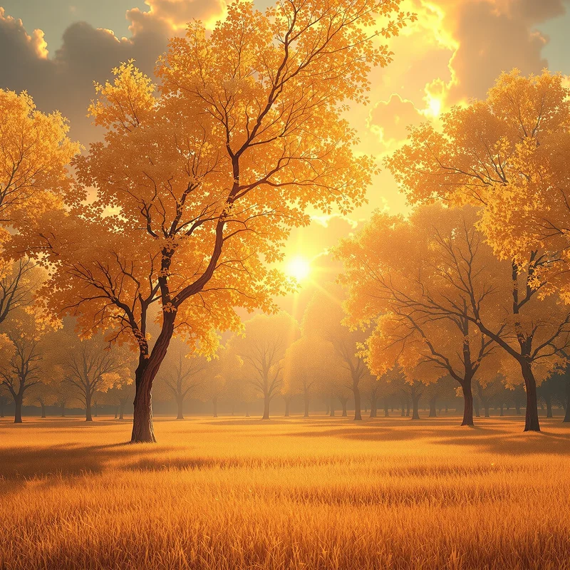 Golden distant tree background