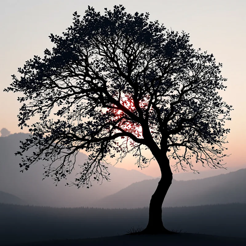 Mystic silhouette tree background