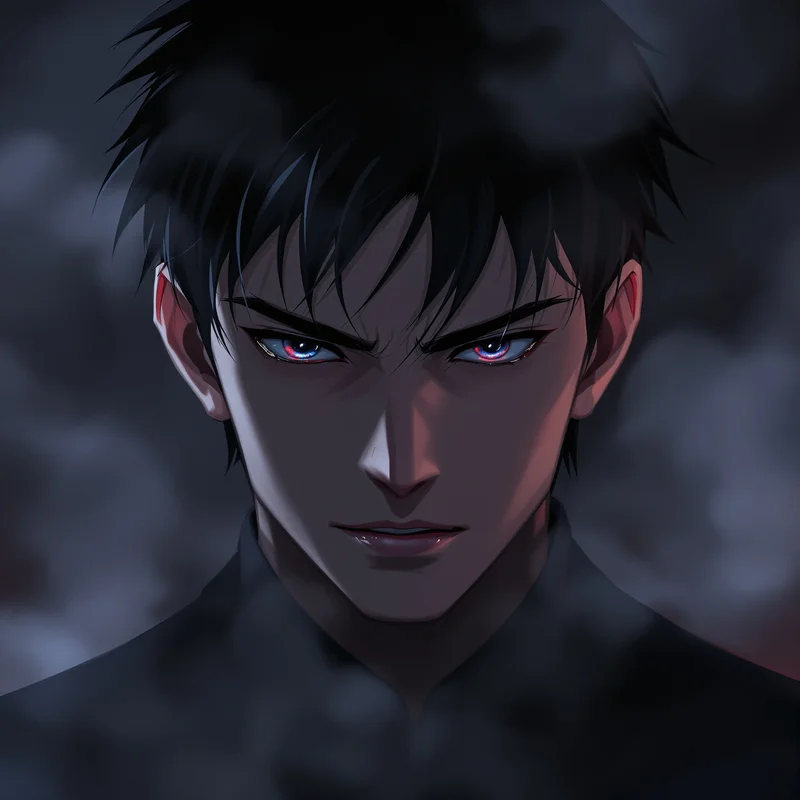 anime tuff pfp with cold dangerous anime eyes