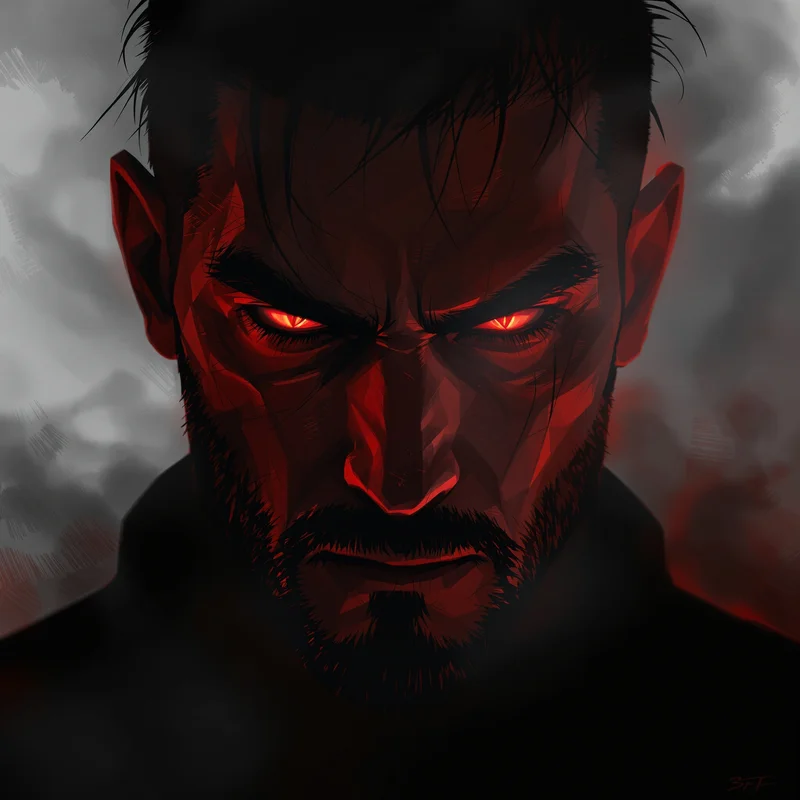 black red tuff pfp with cinematic rage contrast