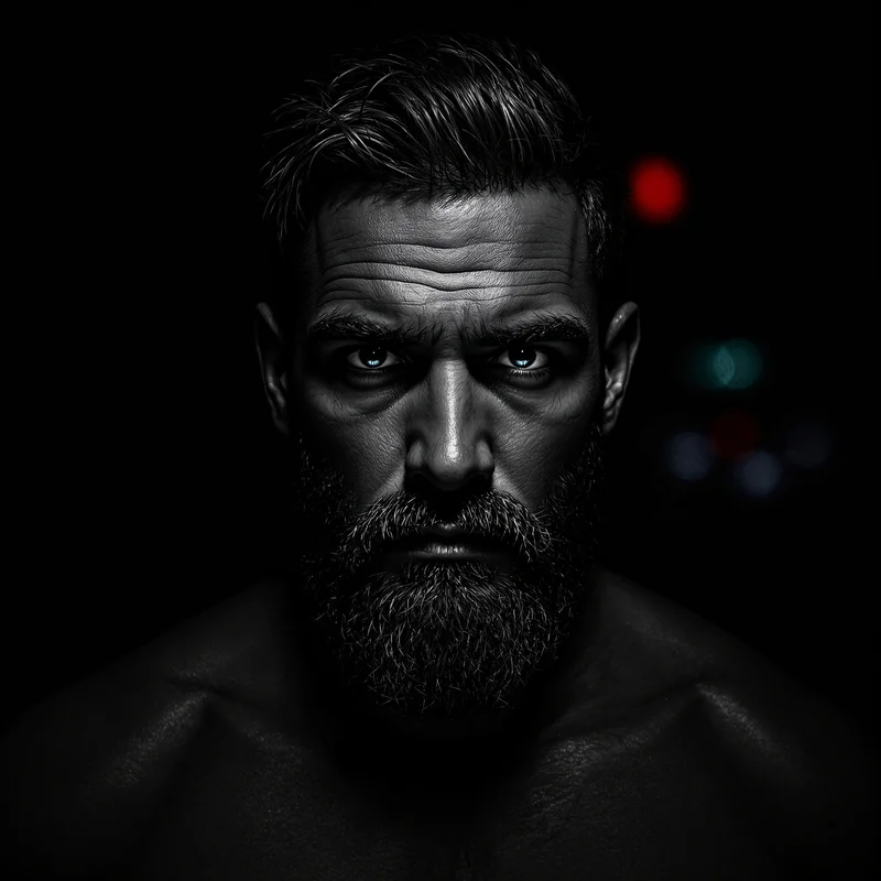 tuff digital identity portrait in deep black tones