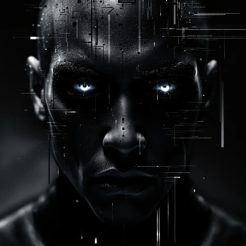 glitch tuff pfp with intimidating cyber atmosphere